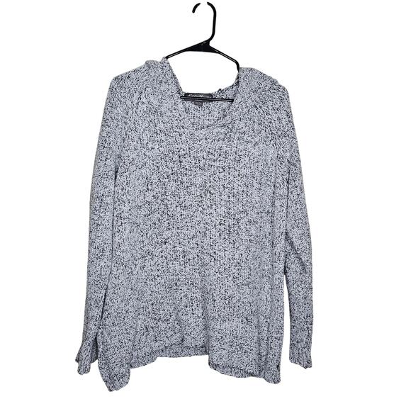 Eddie bauer lounge black and white knit hoodie plus size 2x - Picture 1 of 4